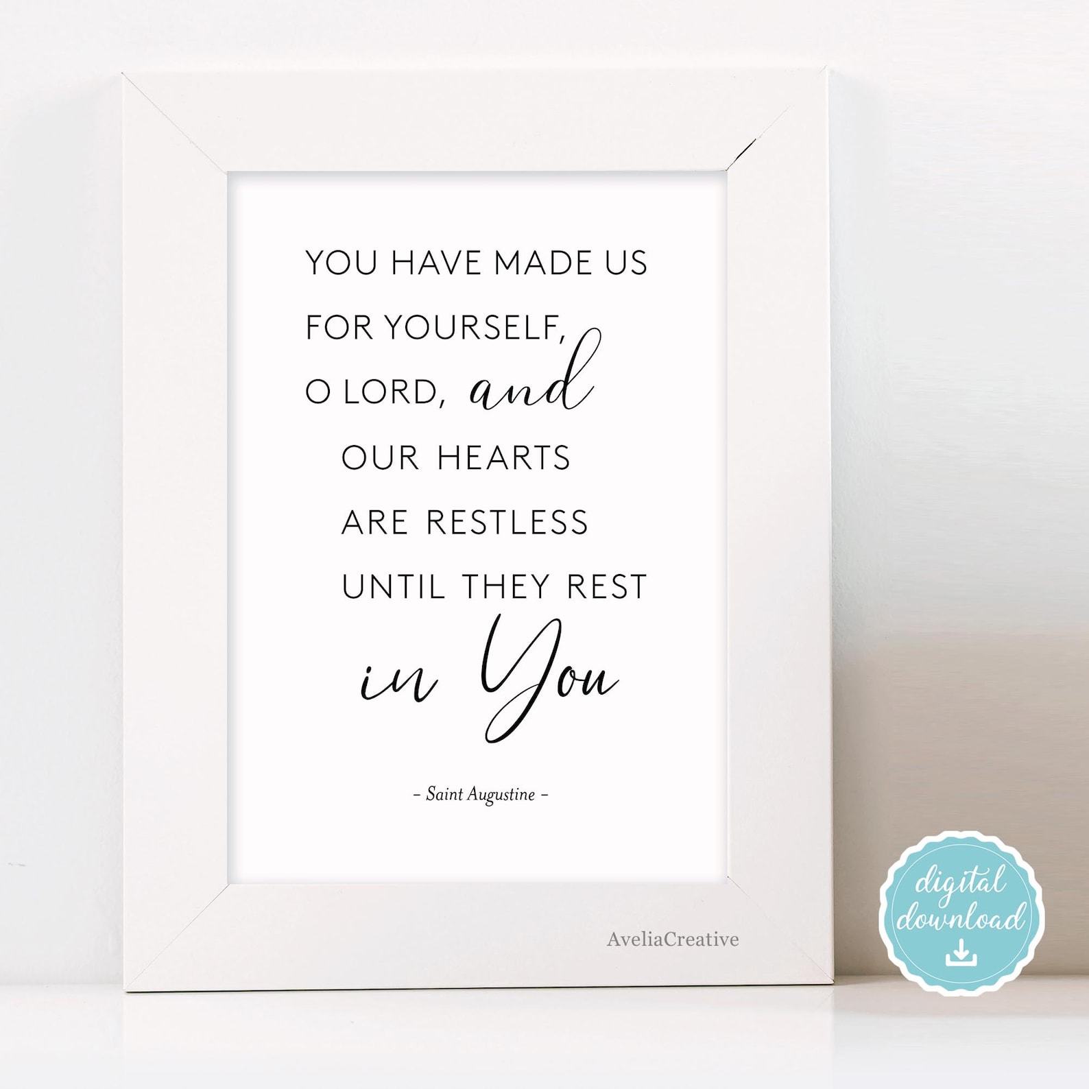 St. Augustine Quote Printable Wall Art, Instant Download, Our Hearts ...
