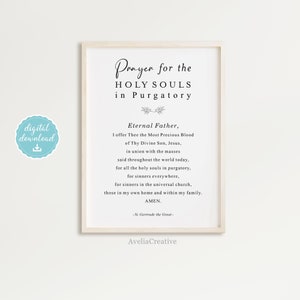 Prayer for Holy Souls in Purgatory Printable Wall Art, Instant Download ...