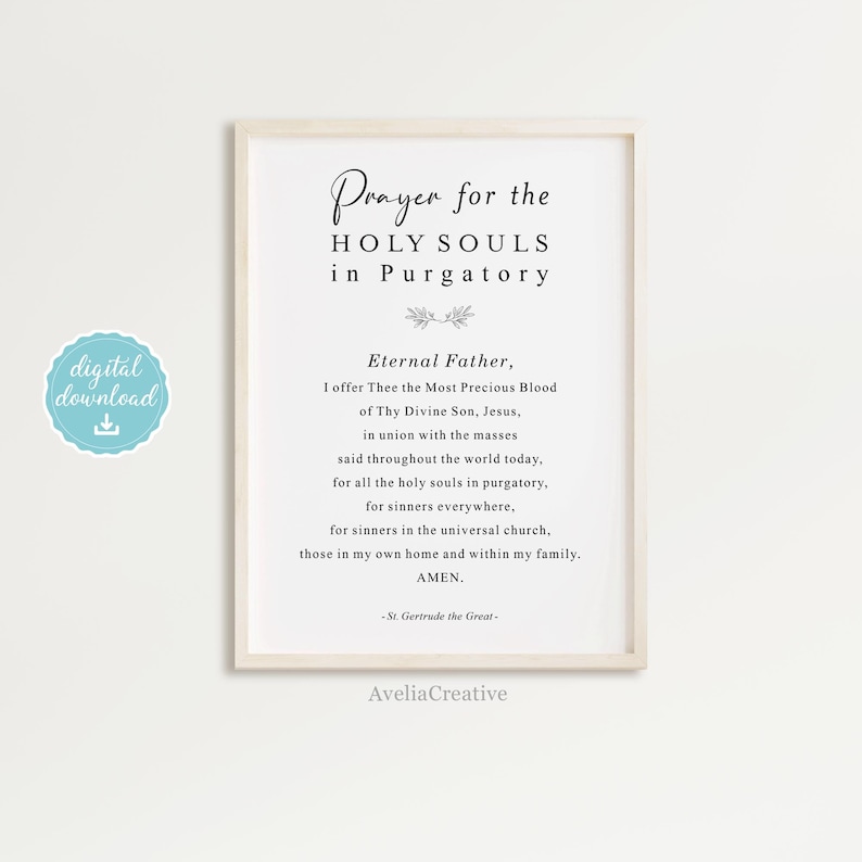 Prayer for Holy Souls in Purgatory Printable Wall Art Instant - Etsy Canada