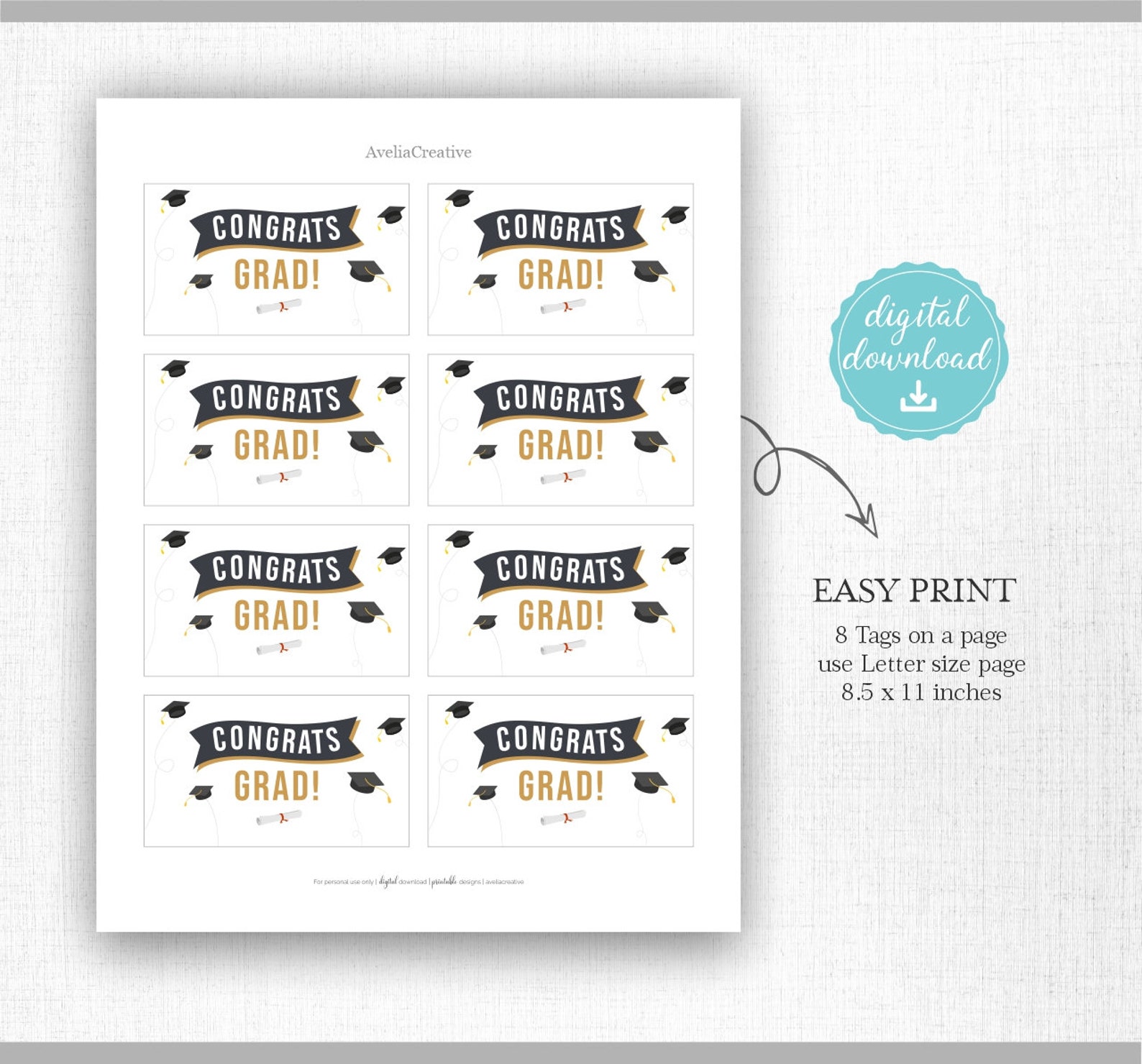 Congrats Grad Printable Gift Tags Instant Download Printable - Etsy
