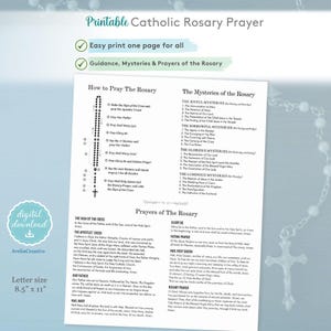 Rosary Prayer guide, How to pray the Rosary, Instant Download, Rosary pdf, printable Catholic Rosary praying guide