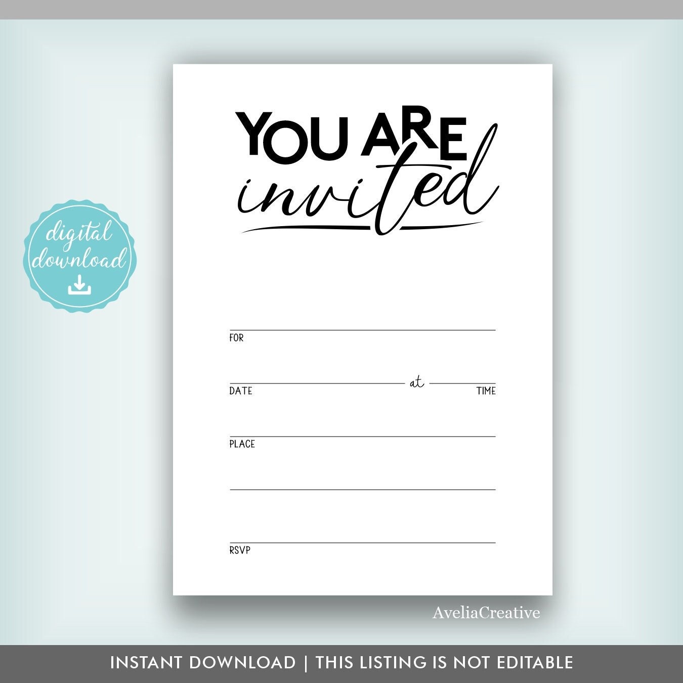 You re Invited Blank Invitation V 2 Instant Download Etsy