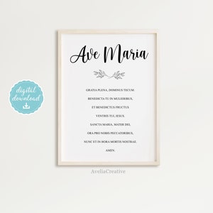 Ave Maria Wall Art, Instant Download, Hail Mary Latin Catholic Prayer ...