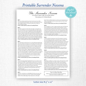The Surrender Novena Printable Prayer, Instant Download, Catholic ...
