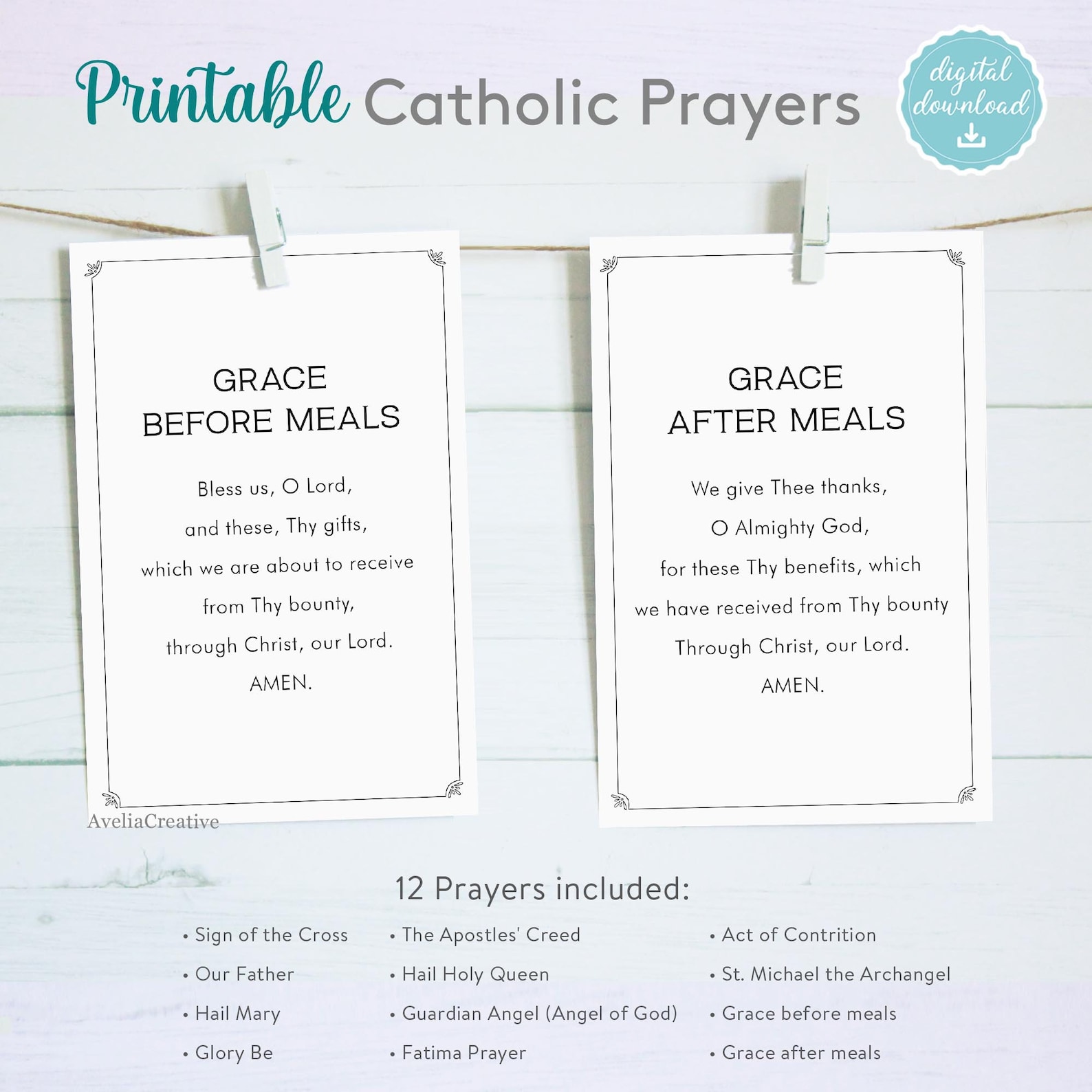 Catholic Prayers Card Bundle Instant - Il 1588xN.4484300171 La9q 