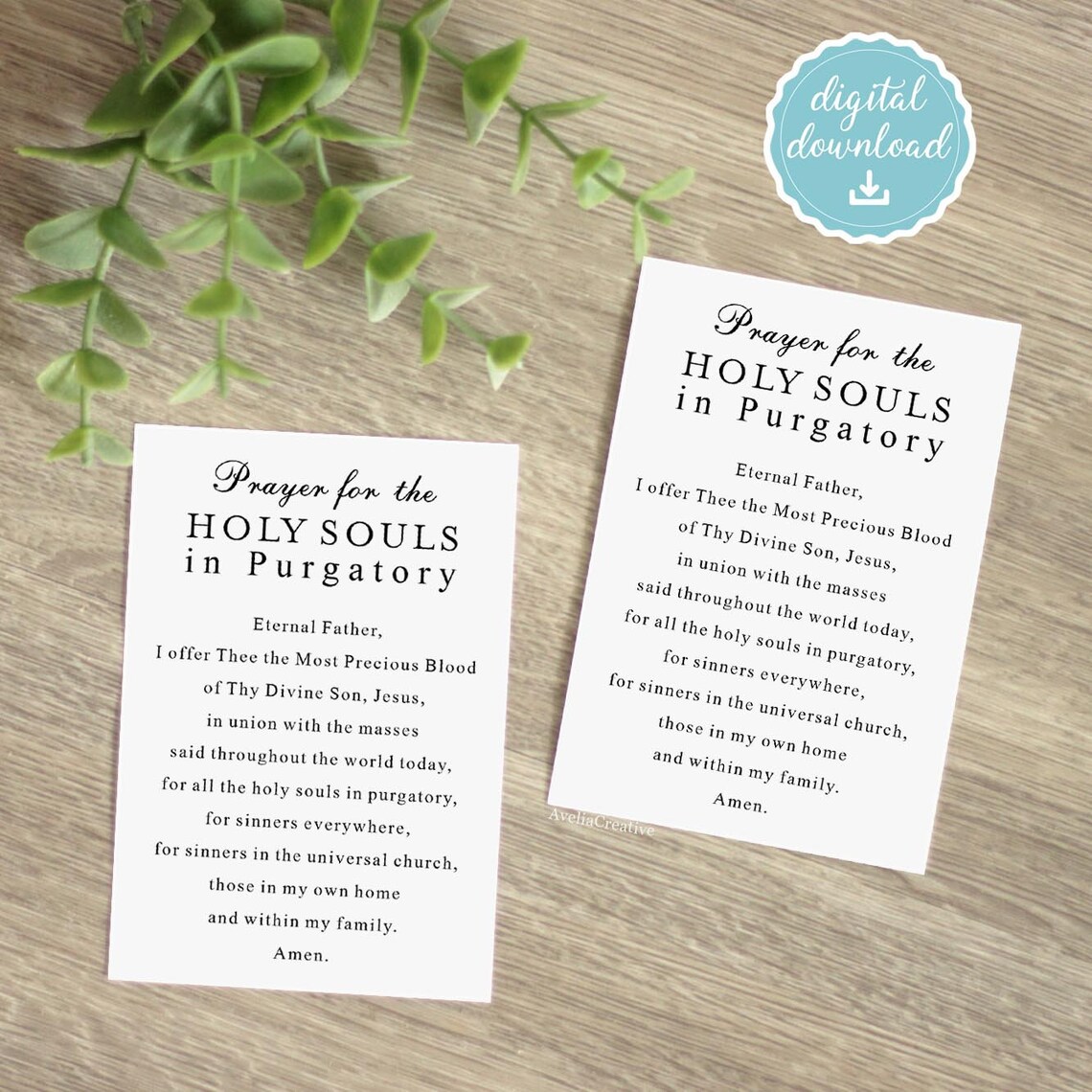 Printable Card Prayer for Holy Souls in Purgatory, Instant Download ...