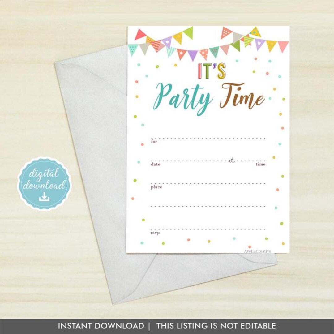 Fill In Party Invitations Party Blank Invitation, Instant Download, Fill in Invitation, It's ...