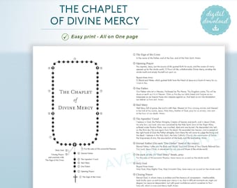 Divine Mercy CHAPLET, The Chaplet of Divine Mercy, Instant Download, Printable How to pray Divine Mercy Chaplet