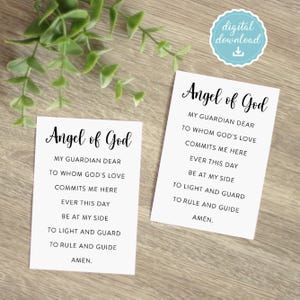 Printable card Angel of God, Instant Download, Prayer to Guardian Angel, Catholic prayer Guardian Angel Prayer