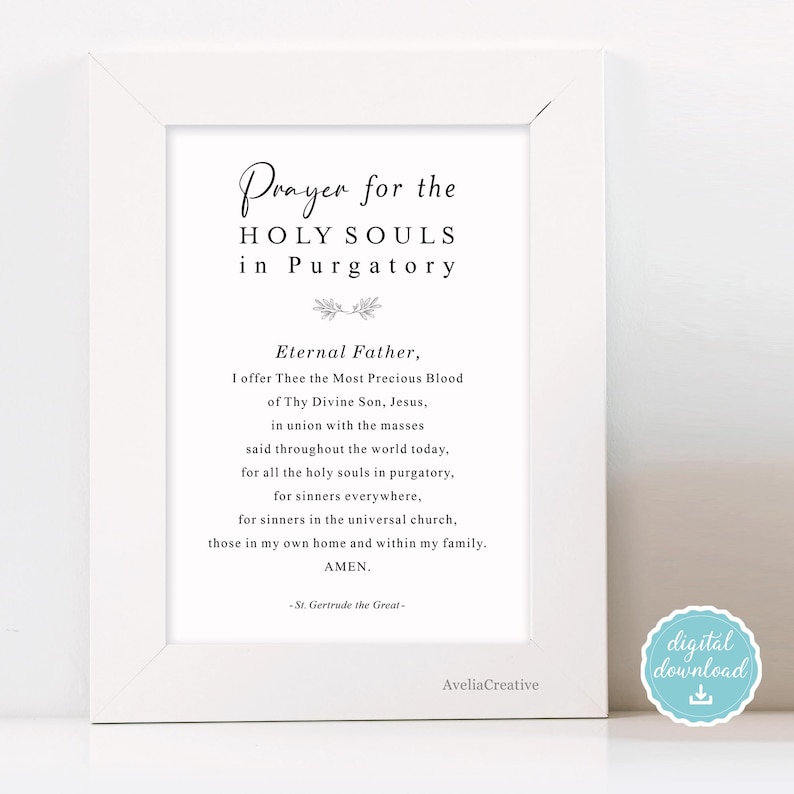 Prayer for Holy Souls in Purgatory Printable Wall Art Instant - Etsy Canada