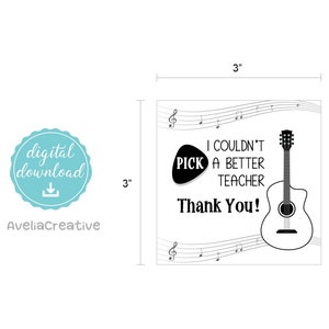 Guitar Teacher Gift Tags, Instant Download, Printable Music Teacher ...