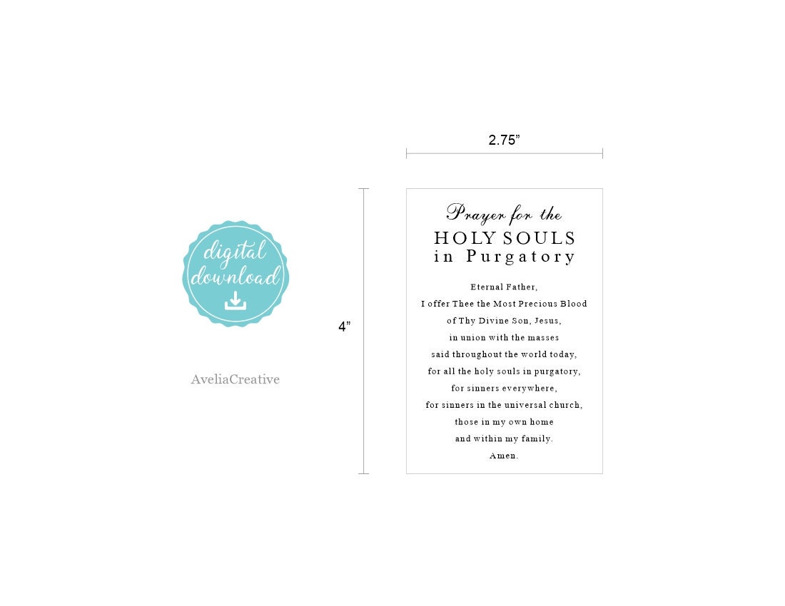 Printable Card Prayer for Holy Souls in Purgatory, Instant Download ...