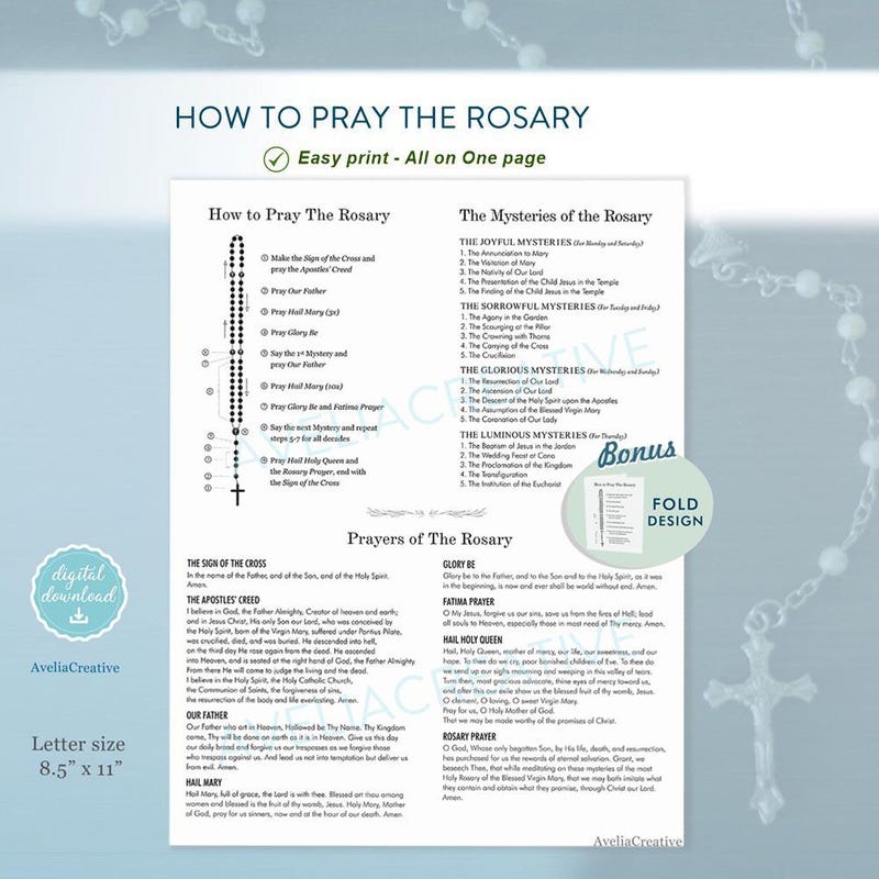 Pomplent Rosary Pamphlet Fold - Etsy