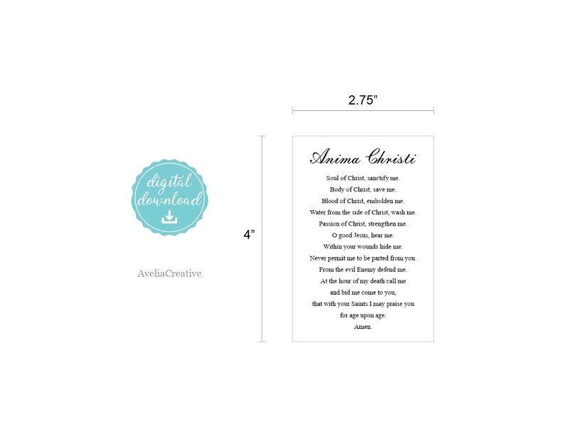 Anima Christi Printable Prayer Card Instant Download Etsy Canada