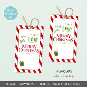 Christmas Gift Tag, Instant Download, Printable tag for Christmas Gifts, Have a very Merry Christmas Tag, Merry Christmas Happy Holiday tag