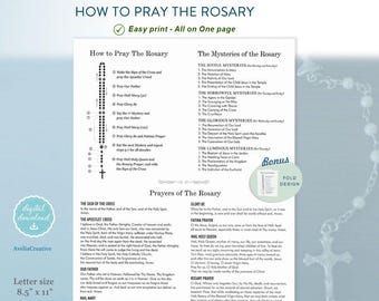 How to pray the Rosary, Instant Download, Rosary printable pdf, printable Catholic Rosary praying guide, Holy Rosary Prayer