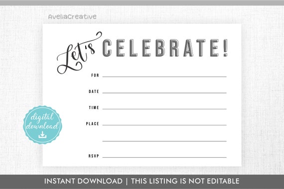 Let's Celebrate Invitation Instant Download Blank - Etsy