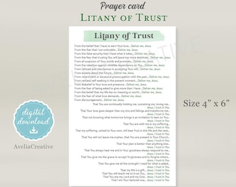 Litany of Trust Prayer card, Instant Download, Printable Catholic Prayer card, Catholic Litany prayer