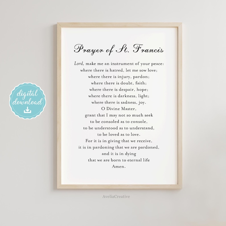 Prayer of St. Francis Wall Art, Instant Download, St. Francis of Assisi Prayer, Catholic ...