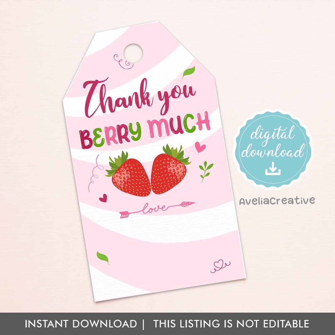 Thank You Berry Much Gift Tags Instant Download End of Year - Etsy