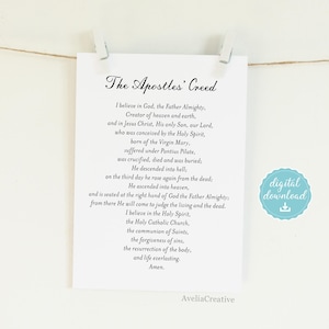 The Apostles Creed Printable, Instant Download, Catholic Prayer Wall Art, I Believe in God the Father Almighty, Christian Home decor