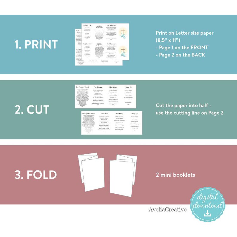 Catholic Prayers Mini Booklet Printable, Instant Download, Accordion ...