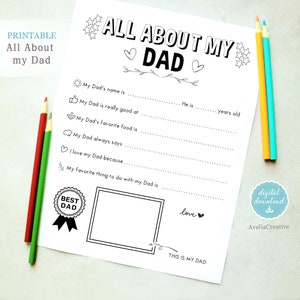 All About My Dad Printable for Kids Instant Download - Etsy Canada