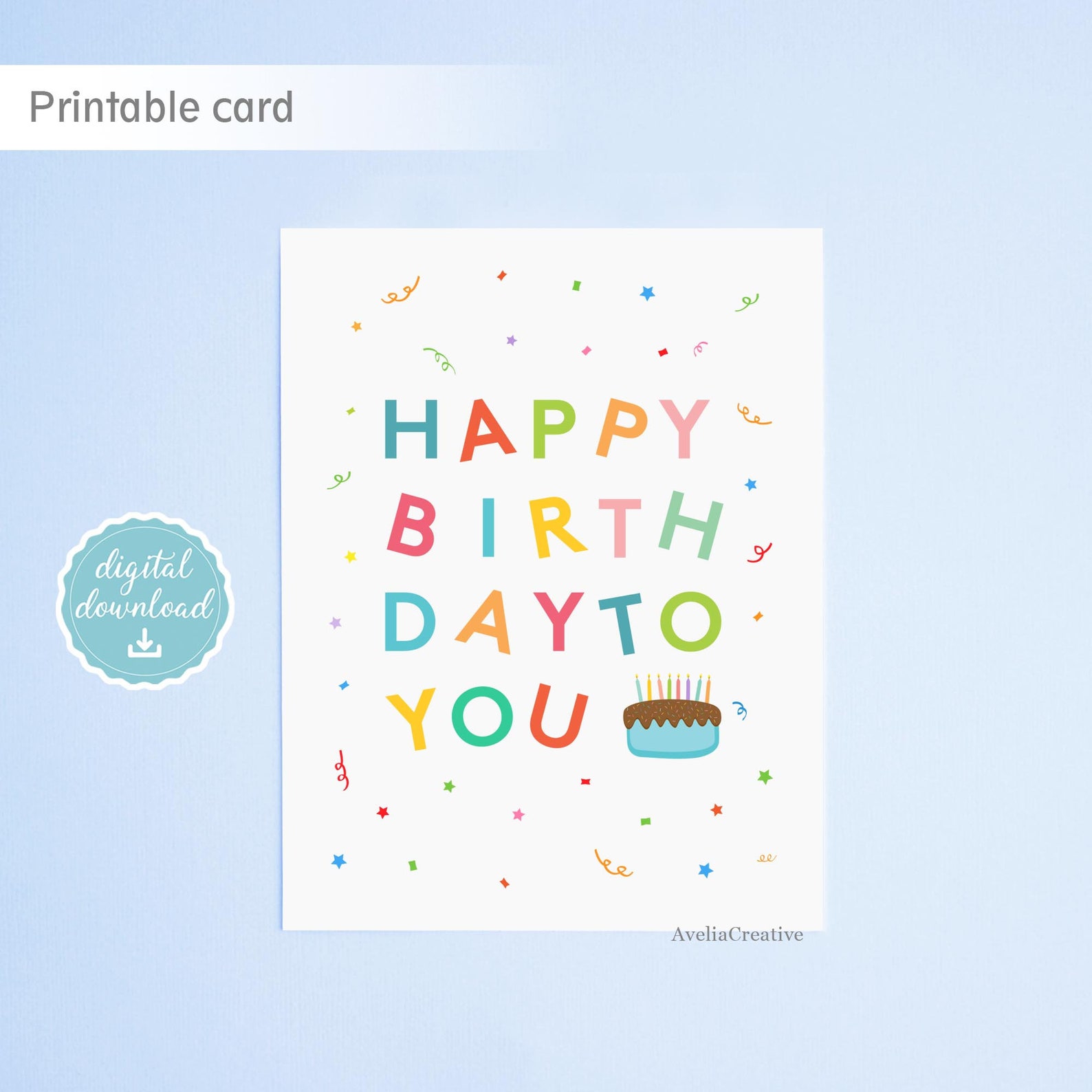 Happy Birthday to You Printable Card, Instant Download, Happy Birthday ...