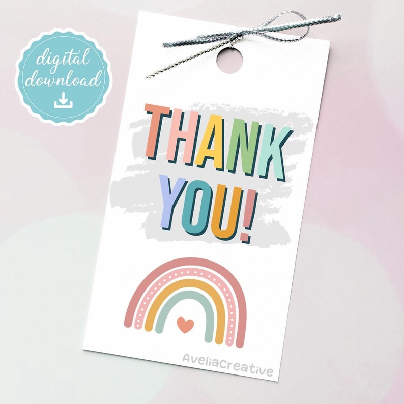 Thank You Gift Tags Instant Download Printable Rainbow Tag Etsy Canada