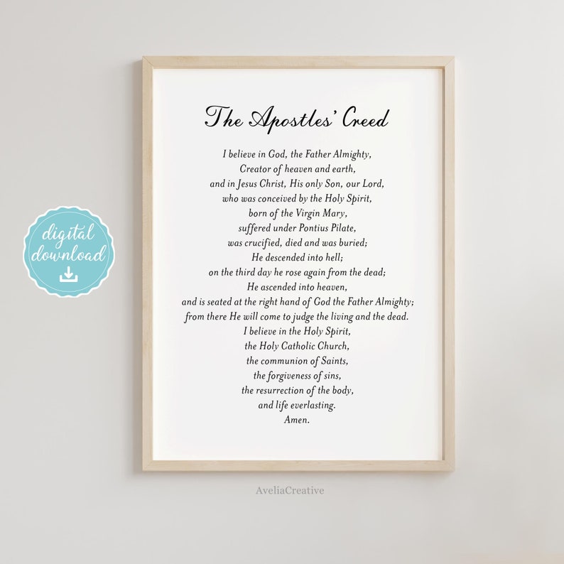 The Apostles Creed Printable, Instant Download, Catholic Prayer Wall