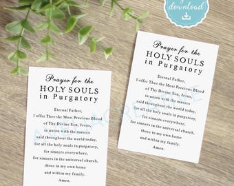 Prayer for Holy Souls in Purgatory Printable card, Instant Download, Traditional Catholic All Soul's Day, St. Gertrude the Great Prayer