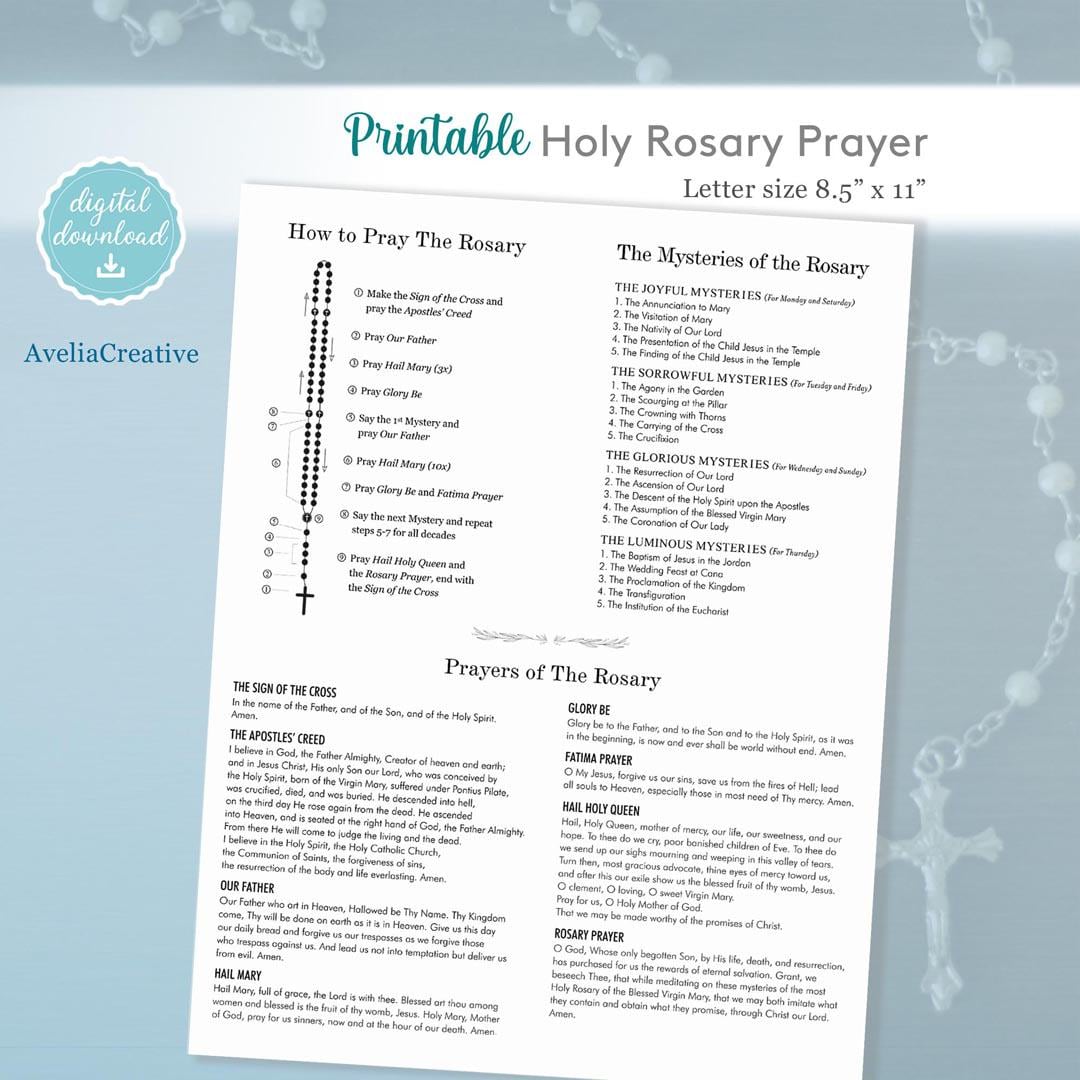 Rosary Prayer Guide, How to Pray the Rosary, Instant Download, Rosary ...