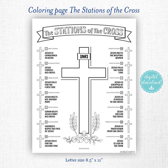 Stations of the Cross Catholic Coloring Pages for Kids 