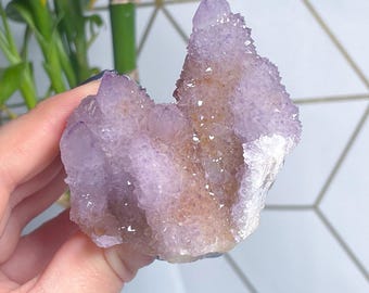 Cristal de cuarzo espíritu lavanda – Drusa de azúcar – J14