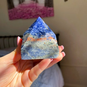 Polished Sodalite Tower Point: Enhance Logic, Truth & Intuition with Blue Crystal Healing Stone