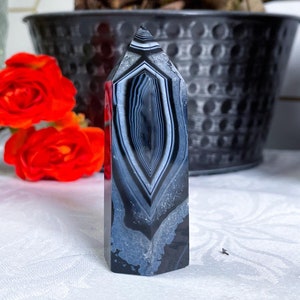 Black Agate Towers - YOU PICK - Druzy Agate - Crystal Towers - Black Agate - Carved Crystals - Black Crystals - T24 T25 T26 T27 T28 T29