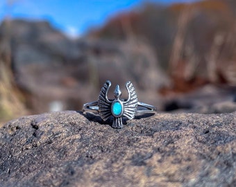 Bird Ring - Phoenix Ring - Dragon Ring - Genuine Turquoise Ring - Genuine Turquoise Jewelry - Turquoise Jewelry - 925 Sterling Silver -