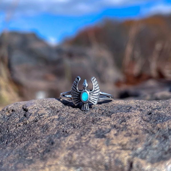 Bird Ring - Phoenix Ring - Dragon Ring - Genuine Turquoise Ring - Genuine Turquoise Jewelry - Turquoise Jewelry - 925 Sterling Silver -