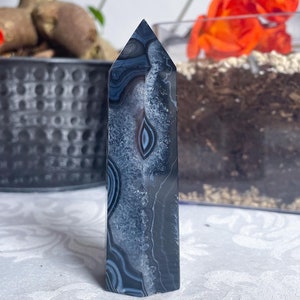 Shadow Work Black Agate Towers - YOU PICK -Druzy Agate -Crystal Towers - Black Agate - Carved Crystals - Black Crystals T55 T56 T57 T58 T59