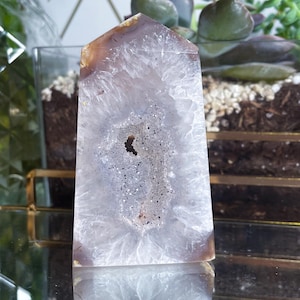 Black Agate Flat Towers -YOU PICK - Druzy Agate -Crystal Towers -Black Agate -Carved Crystals -Black Crystals -Druzy Crystal Q56 Q57 Q58