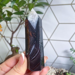 Black Agate w a Hint of Carnelian Tower - Agate Tower - Crystal Towers - Black Agate - Carnelian Tower - Black Crystals - O36