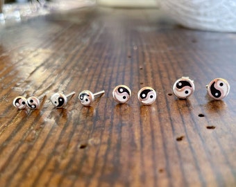 Yin Yang Earrings - Tiny Stud Earrings - Four Different Sizes - Stud Earrings Silver - Tiny Earrings - 4mm Earrings - Cute Earrings