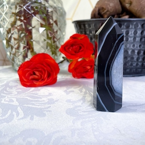SHADOW Work Black Agate Towers - YOU PICK - Druzy Agate - Crystal Towers - Black Agate - Carved Crystals -Black Crystals T30 T31 T32 T33 T34
