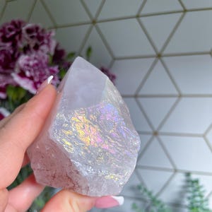 Crystals Polished Angel Aura Rose Quartz: Healing Crystal for Self-Love & Spiritual Growth (Choose Your Crystal) Damaged Crystal G41 G42 G43