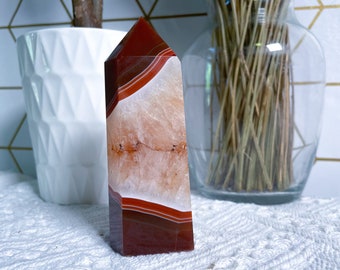 Roter druzy Achat Kristallturm - Heilstein - U42-2