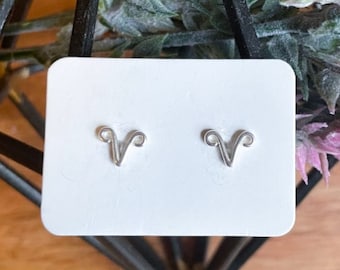 Aries Zodiac Earrings - Dainty 925 Sterling Silver Studs