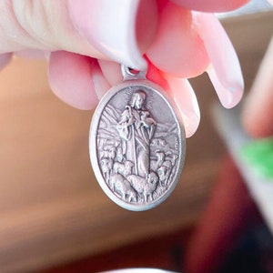 Jesus Medallion Pendant – Good Shepherd Medal – Vintage Religious Jewelry – Catholic Medal – Christian Pendant – Jesus and Sheep Charm