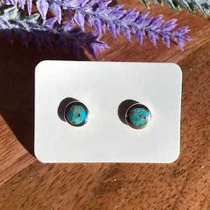 Dainty 4mm Turquoise Stud Earrings - Minimalist Silver Jewelry - Genuine Gemstone Accessories