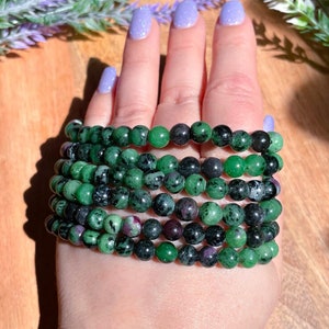 Ruby Zoisite - Ruby Zoisite Bracelet - 6mm Crystal Bracelet - Healing Crystal Bracelet - Stretchy Bracelets - Crystal Bracelets -