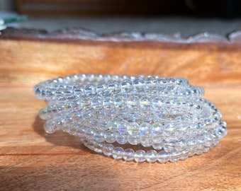 Angel Aura Quartz Bracelet - 4mm Crystal, Healing, Purification